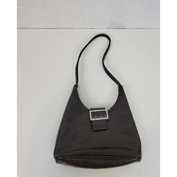 VINTAGE Nine West Women's Shoulder Bag OS Brown Crocodile Embossed Single Strap - Picture 9 of 12
